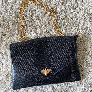 Pochette croco "Fermoir Abeille"